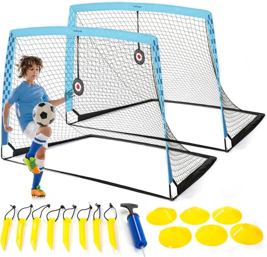 Premium Backyard Soccer Goal Set  Includes Portable Pop-Up Goals, Heavy-Duty Nets, Training Balls, and Full Equipment for Kids and Toddlers  Ideal for Outdoor Play & Skill Development (6'x4' (pack of 2))
