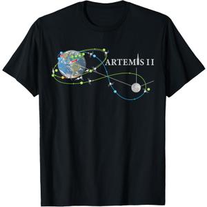 Artemis 2 Route Map SLS Rocket Launch Mission To The Moon T-Shirt (Black, Small)