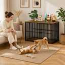 YATINEY Foldable Dog Crate Furniture, 37.4" Dog Kennel for Medium Dogs, No Assembly, Collapsible Dog Crate, Indoor Dog Cage End Table, with Secure Lock, for Living Room, Hallway, Bedroom, DC12BR