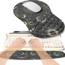 2-in-1 Ergonomic Set, Wave Rise Keyboard Wrist Rest and Massage Bulge Slope Mouse Pad Wrist Support, Cushion Memory Foam Integrated to Relieve Wrist Pain, Constellation