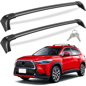 KINGGERI 260Lbs Lockable Roof Rack Cross Bars Compatible with Toyota Corolla Cross 2022 2023 2024 2025 2026 (with Flush Side Rails), Heavy Duty All Aluminum Rail Crossbar Anti-Theft Metal Matte Coated