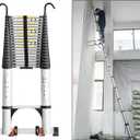 JADDUO Telescoping Ladder,27.9 FT Extension Ladder,Aluminum Lightweight Telescopic Ladder with 2 Triangle Stabilizers, Telescoping Attic Ladders RV Ladders for Travel