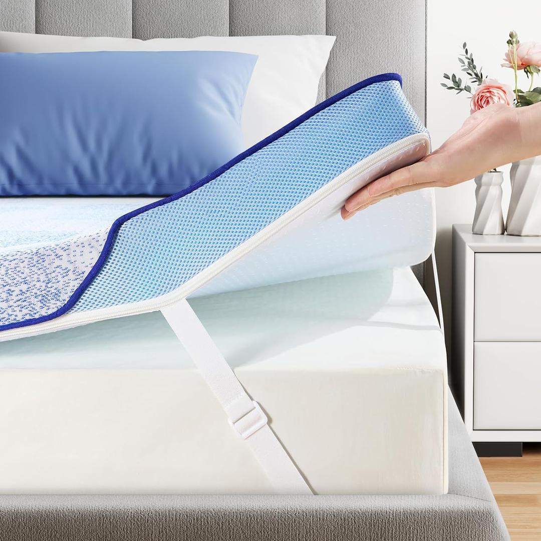 PERLECARE 3-Inch Queen Memory Foam Mattress Topper - Medium-Firm Bed Pad for Back Support & Pressure Relief, Washable Topper with Sheet Clips, CertiPUR-US & Oeko-TEX Certified