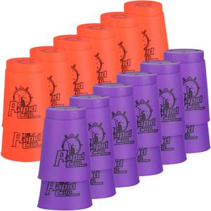 yeesport Sport Stacking Cups, 24pcs Sports Stacking Cups Sport Training Game for Challenge Competition Travel Party Gift for Kids and Adults (Purple & Red)