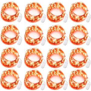 16 Pack LED Fairy Lights Battery Operated - 10FT 30LED Copper Wire Mason Jar String Lights, IP65 Waterproof, Bendable for Indoor/Outdoor, Christmas, Wedding, Party, Camping Decor (Orange)