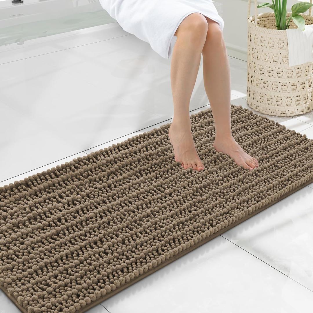 Smiry Bathroom Rugs 47X20, Extra Soft Rubber Backing Chenille Bath Mats