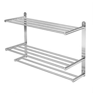 Bathroom Towel Rack with 24-Inch Multilayer Hotel Racks 304 Stainless Steel Towel Bar Shelf Wall-Mounted Brushed Finish Bar withTowel Shelves,3-Tier Bar Mounted (Silver 1)