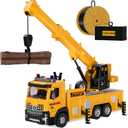 Mobile Crane Tow Truck Toy for Logging Farm Port Shipyard Building Bridge Construction Vehicles Engine Machine City Gravity Lifting Arm Kids Boys Age 3-5 4-7 Years Old Christmas Birthday Easter Gifts