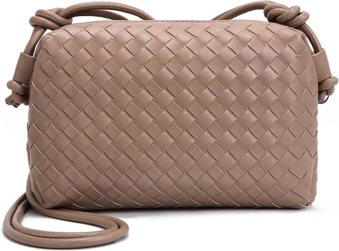 hedexe Woven Crossbody Bag for Women: Handmade Vegan Leather Purse - Quiet Luxury Minimalist for Casual Travel Daily, A1 Medium Khaki