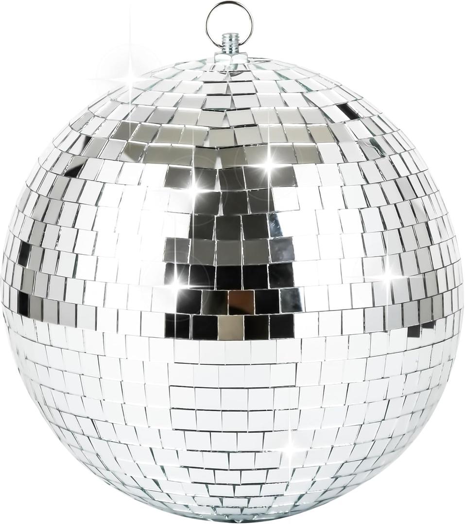 NuLink 12" Disco Ball Decor Hanging Disco Ball Mirror Ball for Party Decoration Wedding Home (Silver)