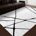 YIHOUSE Modern Washable Area Rug for Living Room Bedroom - Large Abstract Black and White Rug Non-Slip Ultra-Thin Home Decor,Geometric 6x9ft