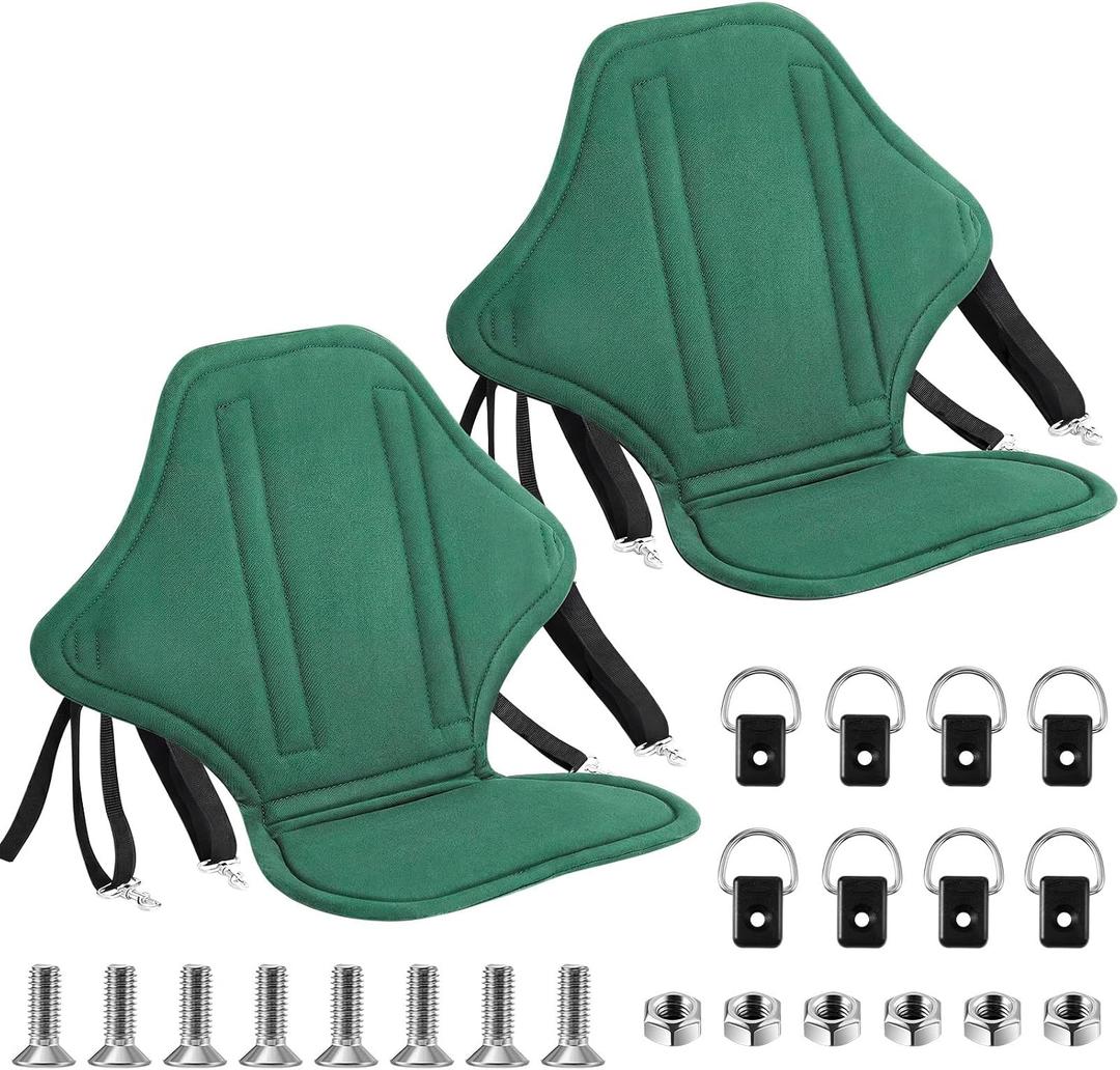 Lewtemi 2/4 Pack Padded Kayak Seat Fishing Boat Seat with Storage Bag 8 Fixed D Rings Screws Detachable Paddle Board Canoe Chair with Adjustable Back Strap for Summer Canoe Universal Sit