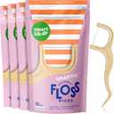 SmartLifeco EcoFriendly Dental Floss Picks (200ct)  Flossers Made With Straw Wheat Blend, Strong AntiShred Thread For Tight Gaps, Tooth Pick Stick For Adults, Soft on Gum & Teeth, Vegan, Unflavored