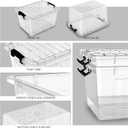 Cetomo 18Qt*4 Plastic Storage Bins, Storage Box, 4 Pack, Organizing Container with Durable Lids and Secure Latching Buckles, Stackable and Nestable, Clear with Black Buckle