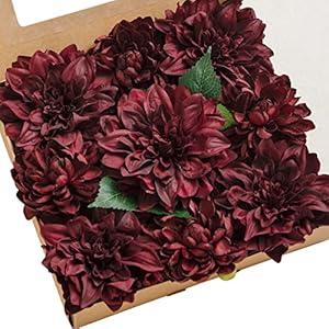 Ling's moment Artificial Flowers 9pcs Silk Dahlia 5.5"/4.5" Fake Flowers for DIY Wedding Craft Bouquets Centerpieces Arrangements Party Baby Shower Home Decorations (Blush)
