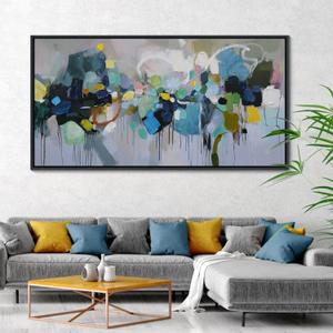 AJAZIKO Abstract Wall Art for Living Room - Large Wa Geometric Paintings for Office and Contemporary Decor, Big Modern Artwork, Pictures for Walls Abstract Wall Decor for Bedroom 2448IN (Teal)