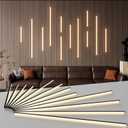 Slat Wall Lights - GloryAir 12Pcs Black Self-Adhesive Wall Panel Light Strips, 3000K Warm White Dimmable Smart Touch Switch for Wood Slat, WPC & Acoustic Panel, Living Room, Bedroom & Stair Decor (16"+24"+40" X 4)