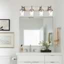 Bathroom Vanity Lighting Fixtures 4 Lights,Brushed Nickel Bathroom Vanity Lights with Clear Hammered Shade Wall Sconce Lighting Modern Farmhouse Bath Lighting