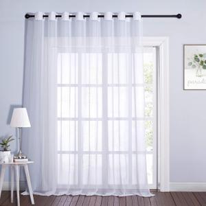 NICETOWN Patio Door Curtain White Sheer, Extra Wide Voile Sheer Soft Airy Elegant Window Treatment for Living Room/Bedroom Sliding Glass Door, 1 Piece, W120 by L96
