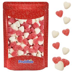 2 x Fruidles Half-Pound Valentine's Strawberry Banana Sanded Mini Gummi Hearts Gummy Candy, Allergy Friendly, Non-GMO, 5g Candies, No Artificial Sweeteners Gummy