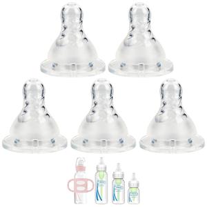 Silicone Nipple for Dr. Browns Natural Flow Level 1 Narrow Baby Bottle, Slow Flow, 0m+, 5 Count