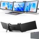 14'' Triple Laptop Screen Extender, 1080P FHD Portable Monitor for 14"-17" Laptop with USB-C/HDMI Port, Plug-Play Monitor Extender for Triple Display for Mac/Windows Remote Work & Multitasking