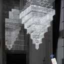 Flashing God D59''X H120'' Extra Large Chandeliers for High Ceilings Crystal Raindrop Chandeliers Large Villa Chandelier Entrance Foyer Crystal High Ceiling Light LED Dimmable 2700K-6000K Quadrate (Silver)