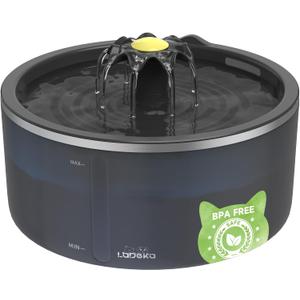 Cat Water Fountain with Dual Filtration System, 2.5L/84oz Pet Water Fountain for Cats Inside, Cat Fountain for Drinking with Ultra Quiet Pump(≤20dB)& LED Blue Light  for Pets Small Animals(2Filters)