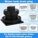 Stock Tank Drain Plug with Tape, Plastic Leak-Proof Stock Tank Plug Replacement Parts Fit for Rubbermaid 50/70/100/150/300 Gallon Commercial Tanks Accessories