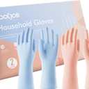 COOLJOB 2 Pairs Thickened Rubber Gloves with Cotton Lining & Non-slip Grip, Colorful Household Long Lasting Dishwashing Gloves for Kitchen & Bathroom Cleaning, Orange & Blue, Medium