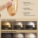 LED Wall Mounted Lights, Rechargeable Wall Sconces Lamp, 3 Color Temps & Remote and Touch, 360Rotation Dimmable Cordless Wall Light for Study Bedroom Reading Bedside(Wood, 1 Pack)