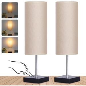18Inch Cordless Table Lamp, Rechargeable Lamp Touch Control Dimmable, Battery Operated Small Bedside Table Lamps for Night stand, Cordless Desk Lamp with Linen Fabric Shade for Bedroom,Home,Office (Beige)