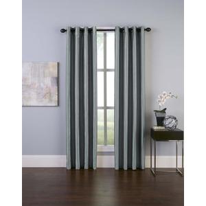 Curtainworks Malta Faux Silk Grommet Curtain Panel, 50 by 144", Teal (Teal (Gray-blue))