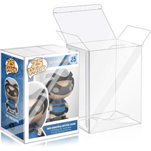 25 Pack Protector Cases for 4 Inch Figures, Crystal Clear Display Box with Lock - Dust, Fog, Scratch & Fingerprint Resistant, Flexible Shatterproof PET Plastic (Non-Yellowing), Includes Clean Cloth