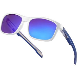 Men's Polarized Square Sunglasses - UV400, Ideal for Fishing, Golf, Hiking, Driving - Durable Sports Outdoor Eyewear! (A1 White Blue Legs Frame Blue Lens) Men's Polarized Square Sunglasses - UV400, Ideal for Fishing, Golf, Hiking, Driving - Durable Sports Outdoor Eyewear! (A1 White Blue Legs Frame Blue Lens)