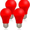 LED Red Color Light Bulb - A19 E26 Base Red Bulbs, 9W (60W Equivalent) Color Light Bulbs, LED Bulb Suitable for Outdoor, Indoor, Bedroom, Party Decoration, Porch, Christmas, 4 Pack