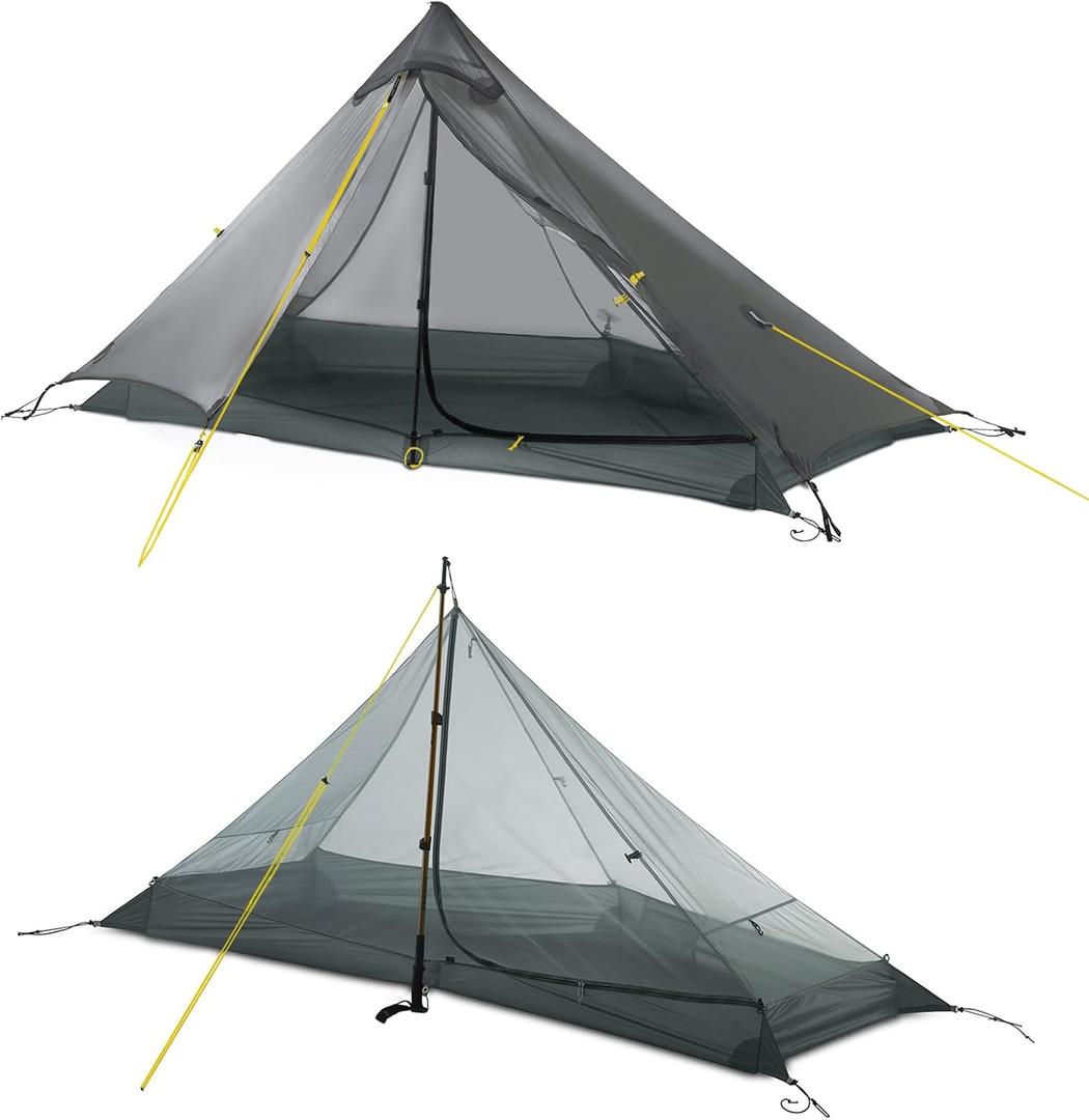 LANSHAN Ultralight Tent 3-Season Backpacking Tent for 1-Person Camping, Trekking, Kayaking, Climbing, Hiking