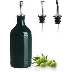 Sweejar Ceramic Olive Oil Dispenser Bottle, Opaque Oil Cruet Protects Oil, Suitable for Storage, Vinegar, Coffee Syrups & Other Liquids, 15.5 Fl Oz (Jade)