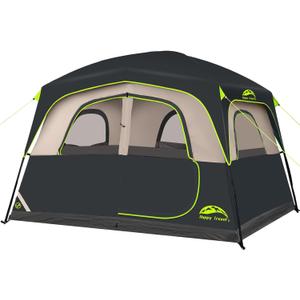 Happy Travel 6 Person Tents for Camping, Waterproof Cabin Tent with Rainfly | Easy Setup Camping Tent, Portable Large Family Tent with 5 Large Mesh Windows and Carry Bag for Outdoor Camping & Hiking