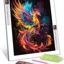 Tucocoo Diamond Painting Kits for Adults, Pink Phoenix Full Drill Round Diamond Cross Stitch Statue of Buddha Flower Diamond Painting by Number Kits Rhinestone Embroidery Arts Craft 12x16 inch