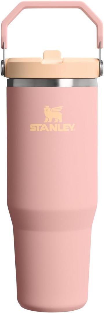 STANLEY IceFlow 2.0 Flip Straw Tumbler with Handle 30 oz | Twist On Lid and Flip Up Straw | Leak Resistant Water Bottle | Insulated Stainless Steel | BPA-Free | Peach Rose