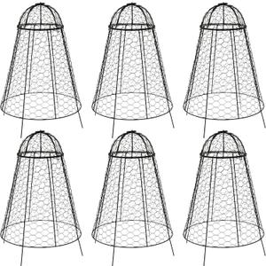 Sunnydaze Chicken Wire Plant Protector Cage - Garden Cloche with Removable Cover - 6 Pack - Protects from Rabbits and Animals