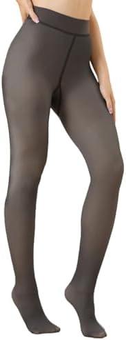 Pack of 2, DarkCom Black Fleece Lined High Waisted Winter Warm Thermal Tights for Women, S-M
