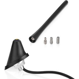 Eightwood Universal Car Radio Rubber Antenna 7in, FM AM Roof Mount Vehicle Antennae Replacement with Mount Base 16ft Cable for Car Truck Stereo Receiver Head Unit