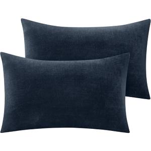 BEDELITE Flannel King Size Pillow Cases Set of 2, Super Soft Fleece Pillowcases with Zipper for Bedroom, Sofa, Couch,Luxury Cozy Fuzzy Velvet Pillow Shams for All Seasons(20x36 Inches,Navy)