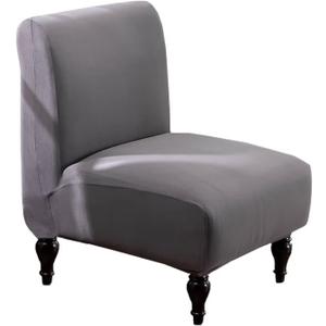 Armless Chair Slipover, Large Size Accent Chair Covers Stretch Living Room Slipper Chair Slipcover Spandex Jacquard Fabric Removable Washable Non-Slip Chair Cover for Home Hotel Bedroom (Grey)