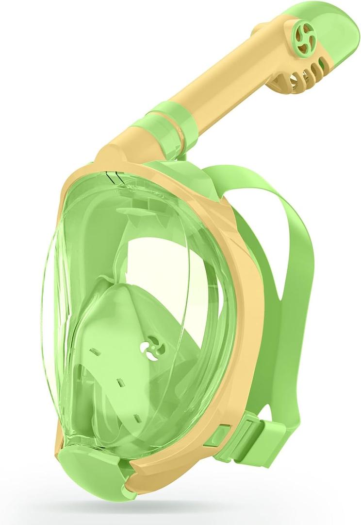 Greatever Snorkeling Gear for KidsIdeal Gifts of Kids Snorkel MaskFull Face Snorkel Mask Kids with Camera MountSafe Breathing for Enchanting Travel (A7-Orange Green)