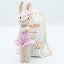 Crochet Stuffed Animal - Adorable Handmade Bunny Daughter Plushie Doll with Pink Dress, Ideal for Infants - Knitted Stuffed Animal Crocheted Stuffed Animals for Newborns
