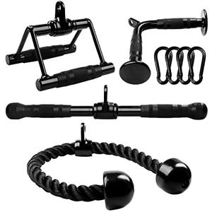 Yes4All Cable Machine Attachment, Tricep Straight Bar, V Bar, LAT Pulldown Attachments/Accessories Load 880lbs for Home Gym