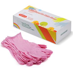Kids Gloves Disposable, Nitrile Glove for Childen, Latex Free Gloves, Powder Free - for Crafting, Painting, Cleaning- 100 PCS (Pink, XS)